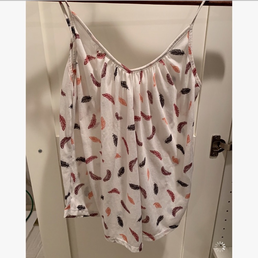 White with printed Feathers Camisole Top